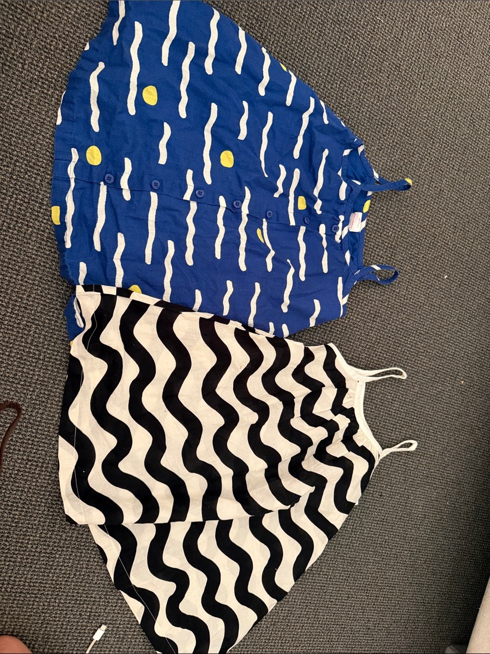 2x 4T Hanna Andersson Woven 100% cotton Dresses Mellow Waves + Squiggles On Ecru